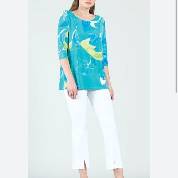 Clara Sunwoo Floral Sketch Slinky Top Watercolor Size Medium 3/4 Sleeve - Picture 1 of 7